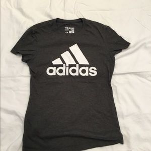 Grey and white Adidas tee